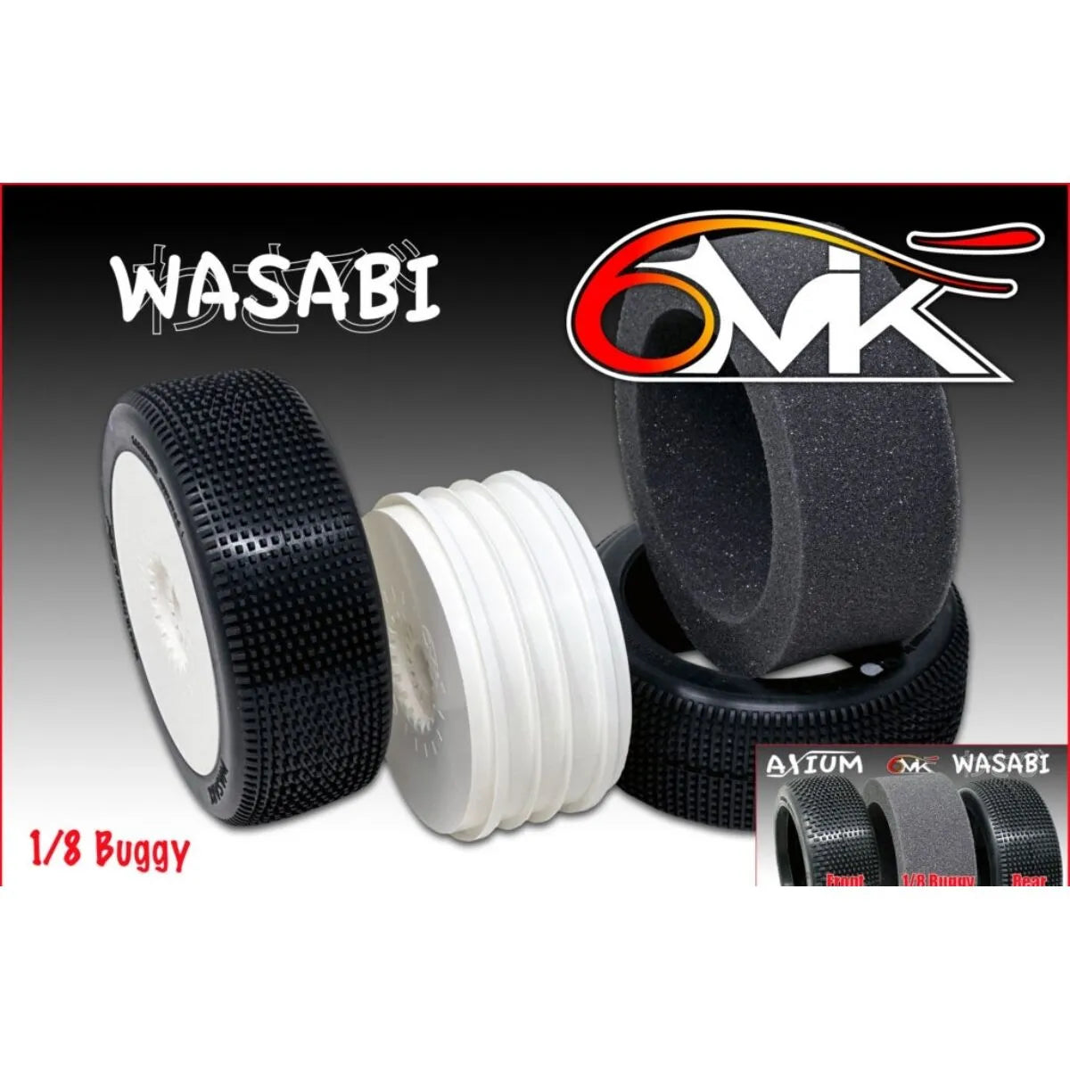 Tyres 1:8 Wasabi Silver with foam and wheel Ultra (Pair, not glued)