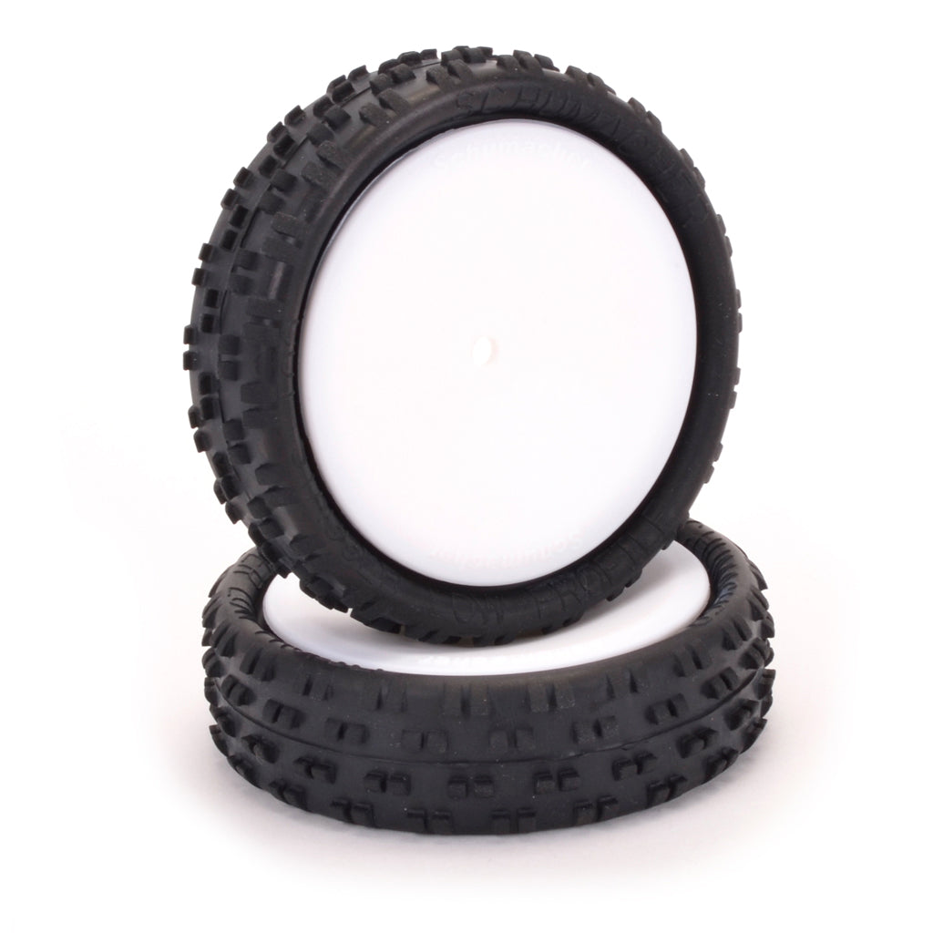 Pneus Schumacher avant 2wd Cut Stagger 1:10 montés sur jantes (Gomme Jaune)