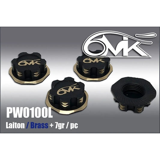 6MIK Brass 1:8 Wheel Nut Black Gold (4pcs)