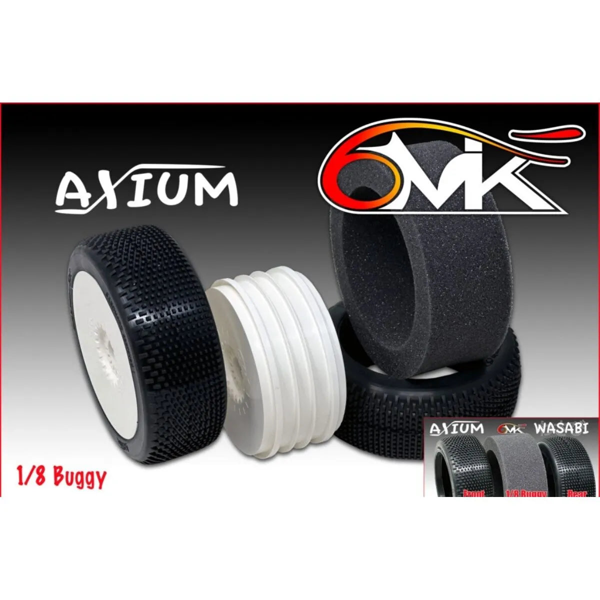 Tyres 1:8 Axium Silver with foam and wheel Ultra (pair, not glued)