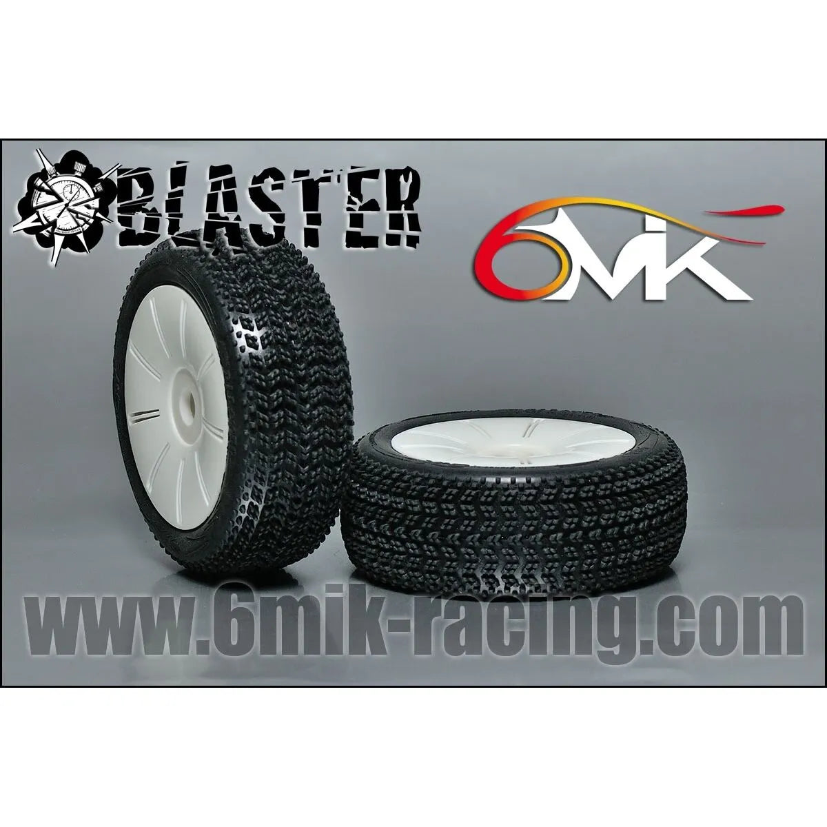 Blaster Tyres - Blue compound glued on white wheels (pair)