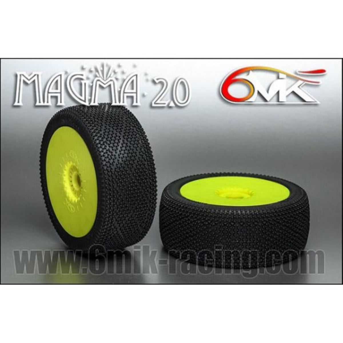MAGMA 2.0 Tyres in 21/40 compound glued on Yellow rims (Pair)