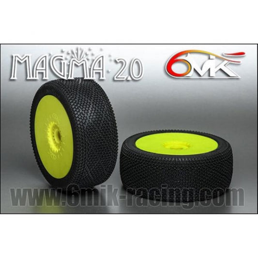 MAGMA 2.0 Tyres in 21/40 compound glued on Yellow rims (Pair)