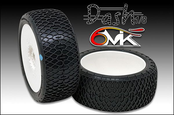 DASH Tyres green compound glued on white wheel (Pair)