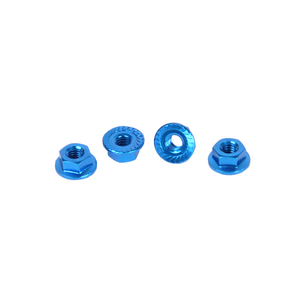 CORE RC - Serrated Alloy M4 Nuts; Blue  pk 4