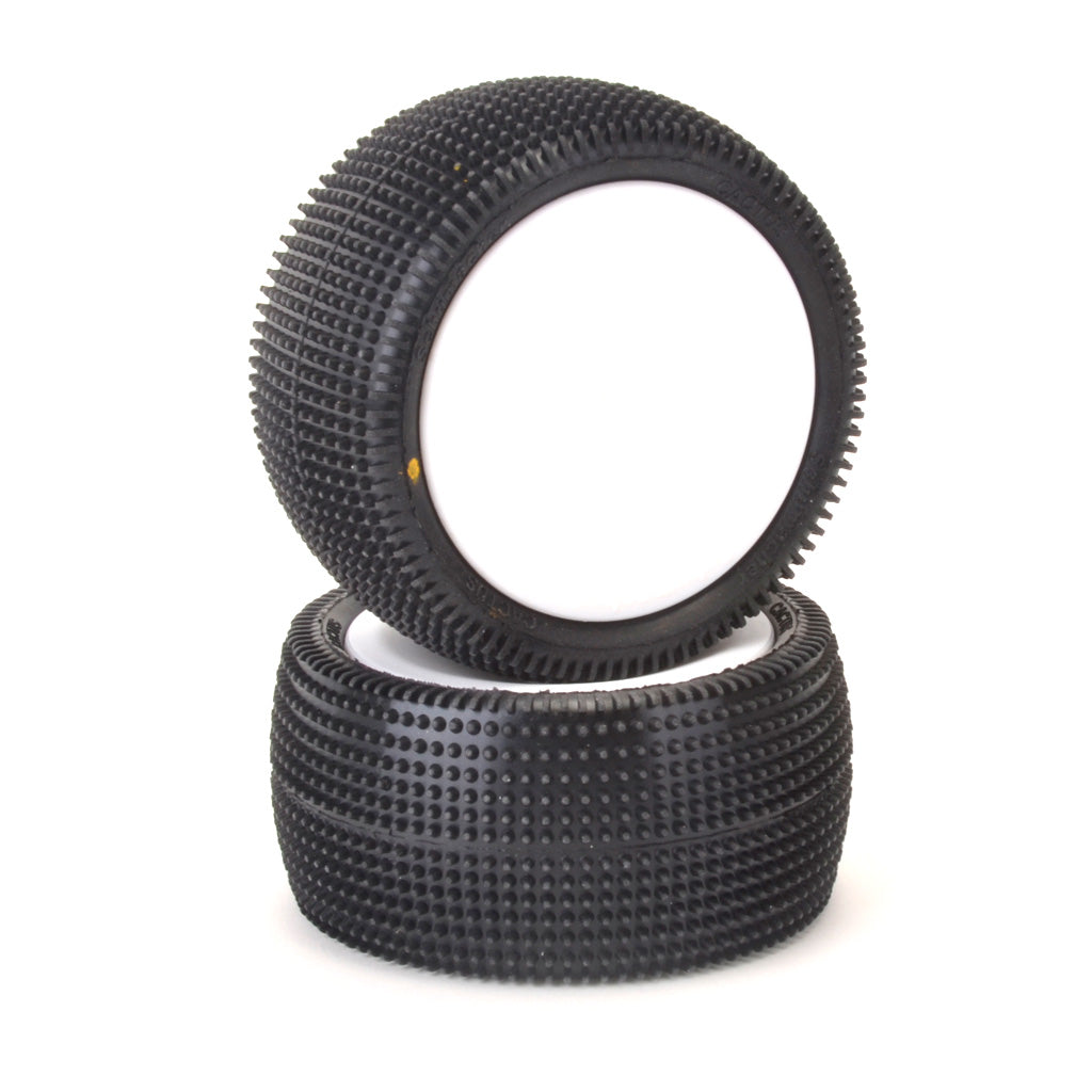 Pneus Schumacher arrière Cactus 1:10 montés sur jantes (Gomme jaune)