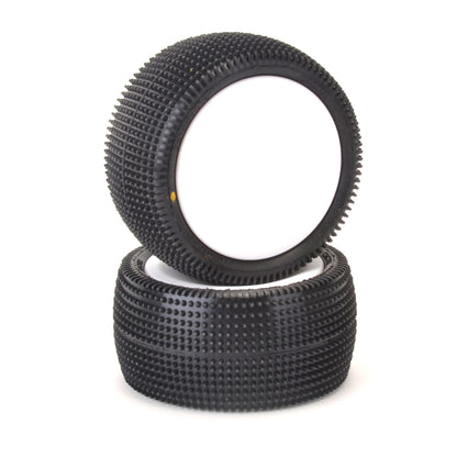 Pneus Schumacher arrière Cactus 1:10 montés sur jantes (Gomme jaune)